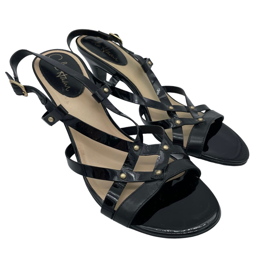 Cole Haan Womens Air Vineyard Sandal Heel Black Leather Slingback Strappy 8.5